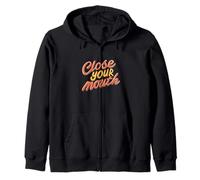 Colorful Close your Mouth Speech Emblem Zip Hoodie