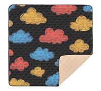 Colorful Cloud Black Soft Foam Baby Playmat for Floor Non-Toxic Tummy Time & Crawling Mat for Babies Infants Toddlers, 50'' x 50''