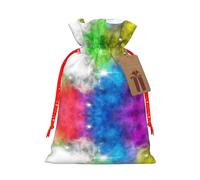 Colorful Cloud Printing Christmas Bag With Drawstring Closure, 4.7x6.9 In For Christmas Party Birthday Gift Wrapping