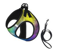 Colorful Cloud Printing Dog Summer Harness With Leash Set,Adjustable And Reflective Step-In Puppy Pet Vest Harnesses
