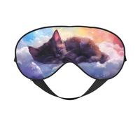 Colorful Cloud Sleeping Cat Sleep Mask, Eye Masks for Sleep Double-Sided, Sleep Masks for Women Men, Blackout Eye Covers for Sleeping, Travel
