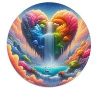Colorful Clouds And Heart-shaped Waterfall 1000 Piece Jigsaw Puzzle for Women, Men Landscape Art Brainteasing Jigsaws Educational Games Great Gift 1000pcs (67.5x67.5cm)