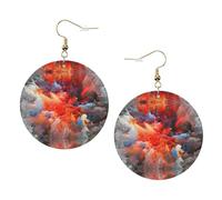 Colorful Clouds Printed Leather Earring Set For Women, 1 Pair Lightweight Bohemian Pierced Earrings Jewelry Gift For Women Girls