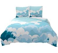 Colorful Clouds Super King Size Duvet Cover Sets 3D Printed Microfiber White and Blue Bedding Set Ultra-Soft Quilt Cover 260 x 220 cm with Zipper Closure and 2 Pillowcases 50x75 cm a.689