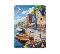 Colorful Coastal Town Car Air Fresheners Scent Cards Square