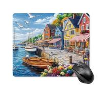 Colorful Coastal Town Mouse Pad Square Mouse Mat Cute Mousepad