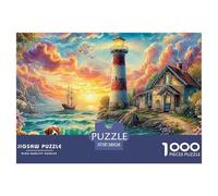 Colorful Coastal Village at Sunset_3Monumental Jigsaw Puzzles for Adults Featuring 1000 Advanced, Notoriously Difficult Challenging Puzzle Educational Game Pieces - Designed As The Most Memorable Gif