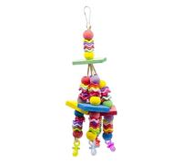Colorful Cockatiel Toys Interactive Bird Chew Game 8x5 Cage Accessory with Hanging Hook Natural Wood Bead Toy Parrot Toy with Dis
