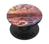 Colorful Cockatoo Sunset Ocean Bird Watcher Art PopSockets Adhesive PopGrip