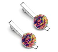 Colorful Cocker Spaniel Dog Men's Tie Clips Necktie Bar Pinch Clip Set of 2 Formal Business Wedding Accessories