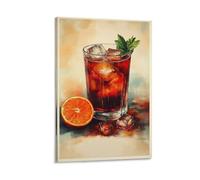 Colorful Cocktail Wall Art Refreshing Drink withange And Ice in Watercolor Style Poster Kitchen Dining Room Bar Decor Vibrant Beverage Themed Wall Print Summer Vibes Gift 08x12inch Frame
