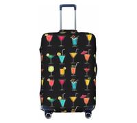 Colorful Cocktails Print Travel Luggage Covers, Washable Suitcase Covers Protector for Luggage 18-32 Inch High Elasticity, Black, X-Large