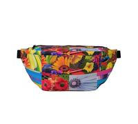 Colorful Collage Printed Waist Bag Adjustable Bum Bag Lightweight Travel Waist Fanny Pack Belt for Walking Cycling Hiking Travel