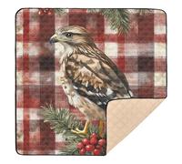 Colorful Common Buzzard Buffalo Plaid Snowflakes Christmas Soft Foam Baby Gym & Activity Mat for Floor Comfortable Padded Play Mat for Baby Kids Toddlers Infants, 50'' x 50''