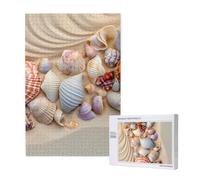 "Colorful Conches and Seashells Printed Jigsaw Puzzle with Storage Box, Wooden Puzzle for Adults and Kids, 1000 Pieces Family Fun Decorative Game"