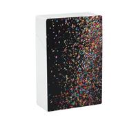 Colorful Confetti Burst Black Cigarette Case Plastic Cigarette Pocket Holder Flip