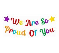Colorful Congratulations Banner,We Are So Proud Of You Banner,Glittery Graduation Banners,Congratulations Decorations for Graduation Parties, Retirement Celebrations and Grad Decorations