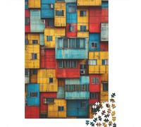 Colorful Container Architecture 1000 Piece Jigsaw Puzzle Paper for Adults Geometric Arrangement Puzzle Game for Family Home Decor Gift 52x38cm/1000pcs