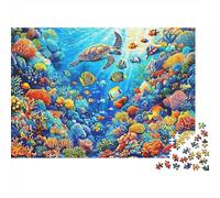 Colorful Coral Reef 1000 Piece Jigsaw Puzzles Underwater Sea Turtle Reef Adults Aged 12 And Above Educational Games Home Decoration Difficult Challenging Birthday 70x50cm