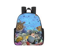 Colorful Coral Reef Fishes School Bag 12.40x5.12x14.17inch College Backpacks Multipurpose Casual Lightweight Backpack Business Travel School,Office