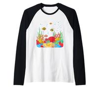 Colorful Coral Reef Ocean Life Illustration Raglan Baseball Tee