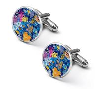 Colorful Coral Tropical Fish Octopuss Men's Cufflinks Tuxedo Cuff Links Dress Shirt Tie Accessories for Business Weddings