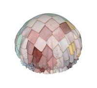 Colorful Corrugated Wall Double Layer Waterproof Shower Cap, Extra Large Soft Elastic Band, Reusable Bath Cap For Women Men,Full Print Design