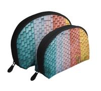 Colorful Corrugated Wall Printing Shell Makeup Bag Set 2-Piece Cosmetic Bags Portable Travel Makeup Storage Bag for Women Girls