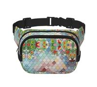 Colorful Corrugated Wall Square Double-Layer Waist Bag with All-Over Print,Durable Twill Fabric, Multi-Pocket Fanny Pack for Outdoor Sports Travel