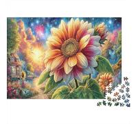 Colorful Cottage Surrounded by Sunflowers_4 Puzzle Vibrant Sunflower in Art Jigsaw Puzzle Difficult Challenging for Wall Decoration And Gifts 70x50cm/1000pcs