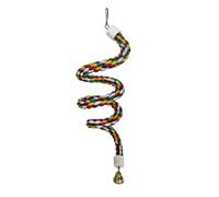 Colorful Cotton Bendable Rope Perch Swing Bird Chew Toys Cage Toys with Bell Swing Climbing Standing Bungee Bird Toys for Conures,Parrots,Cockatiel,Lovebird,Budgerigar,Parakeet (L)