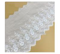 Colorful Cotton Embroidery Lace Edge Width 11cm Ruffle Lace Decoration Rustic Wedding Accessories 15 Yards (White)