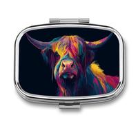 Colorful Cow Graffiti Pill Box 2 Compartment Portable Medicine Pill Case Travel Pill Organizer for Pocket Purse