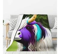 Colorful Cow's Head Flannel Throw Blanket 60"x50", Soft, Compact, and Durable for Everyday Use and Handling