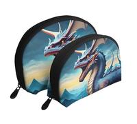 Colorful cow's head Moon Cosmetic Bag, Travel Makeup Pouch, Portable Waterproof Cosmetic Pouch for Girls Women., Roaring Dragon, One Size