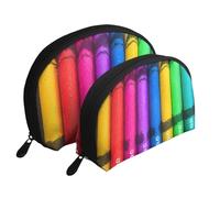 Colorful cow's head Moon Cosmetic Bag, Travel Makeup Pouch, Portable Waterproof Cosmetic Pouch for Girls Women., Colored Crayons, One Size