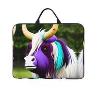 Colorful Cow's Head Patterned Laptop Sleeve (16.5x12.2 inches), Anti-Collision Protective Shell, Portable Handheld Design
