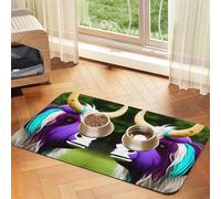 Colorful cow's head Pet absorbent leather tablecloth Pet bowl mat suitable for dogs or cats