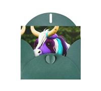 Colorful cow's head Print Dark Green blank greeting cards for birthdays, thank yous, weddings, a set of cards for all occasions