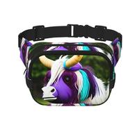 Colorful cow's head Printed fashionable waist bag, unisex messenger bag, fashionable travel waist bag