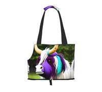 Colorful Cow's Head Printed pet Shoulder Bag - Foldable Design, Small cat and Dog Travel Bag