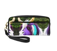 Colorful Cow's Head Small Makeup Bag.Stylish doublesided Printed Portable Cosmetic Bag, Multifunctional Storage Bag for Women