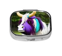 Colorful Cow's Head Square mini Pill Box, Travel Pill Box, can be Put into Wallet or Pocket to Store a Variety of Small Items