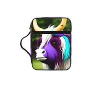 Colorful Cow's Head Water-Resistant Bible Tote Bag with Pocket, Large Journal Cover Case for Church Travel