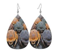 Colorful crab Women's Teardrop Leather Earrings - Lightweight PVC Dangle Earrings, 925 Silver Hooks, Double-Sided Prints | Hypoallergenic Gift