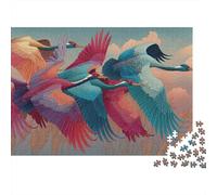 Colorful Cranes Jigsaw Puzzles Sunrise Sky Challenge Toy Educational Games Home Decoration for Adults& Teenager Age 14 Years Up 1000pcs (75x50cm)
