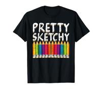 Colorful Crayons Doodling Sketching Drawing Artist T-Shirt