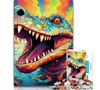 Colorful Crocodiles 1000 Pieces Jigsaw Puzzles For Teens And Adults,Help The Brain Exercise Addictive Toys to Cultivate Patience Suitable for Couples 38x26cm