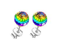 Colorful Crystal Balls Earrings Rainbow Color Cubic Zirconia Studs Earrings Trendy Women Daily Wear Ear Accessories Handcrafted