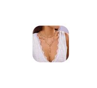 Colorful Crystal Beaded Chest Chain Necklace Sexy Crystal Long Tassel Clavicle Necklace Summer Rhinestone Bra Body Chain Jewelry for Women, M, Metal, No Gemstone